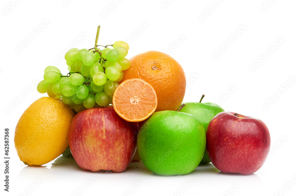 Composition with fruits isolated on a white Composition with fruits isolated on a white
