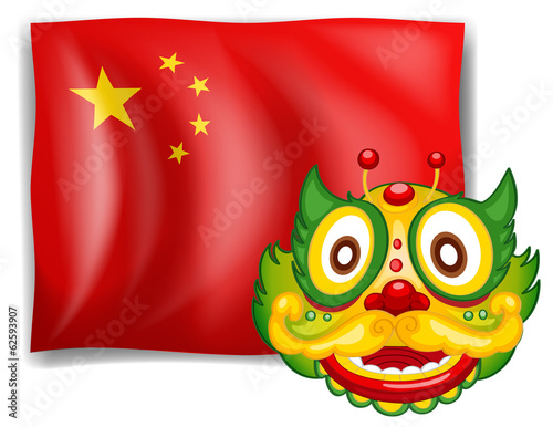A dragon and the Chinese flag