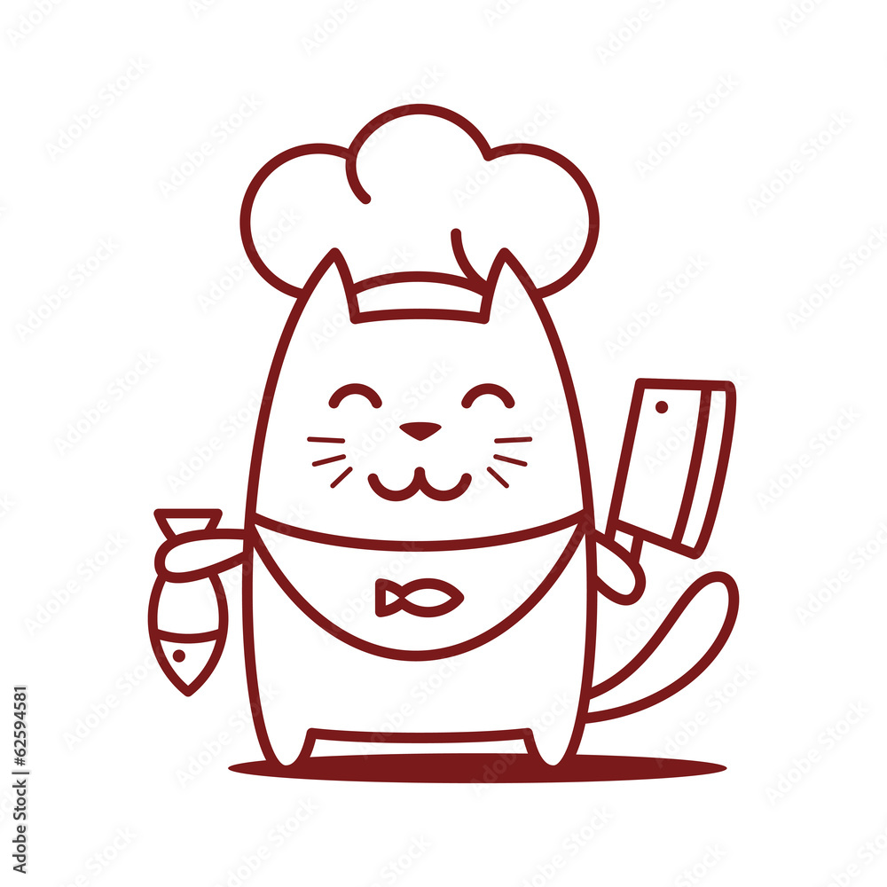 Character chef in a chef's hat line art Character chef in a chef's hat line art