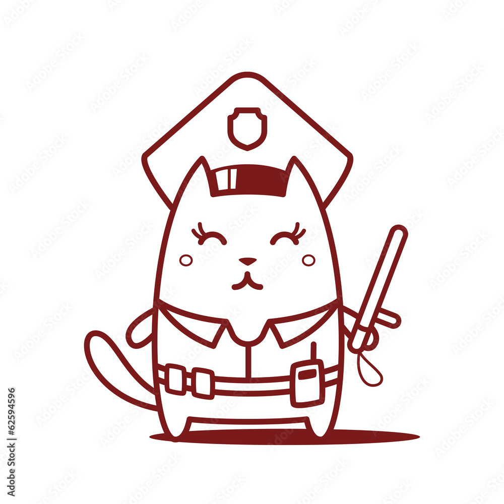 Character police in officer's cap and in the form of police Character police in officer's cap and in the form of police