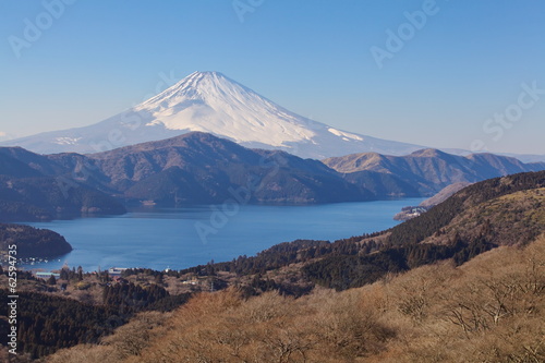 Mountain Fuji at Ashi lake hakone in winter season