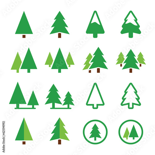 Pine tree, park vector green icons set photo