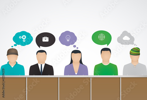 People with speech bubbles. Brainstorm, new idea