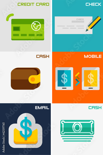Set of flat design concepts - payment methods