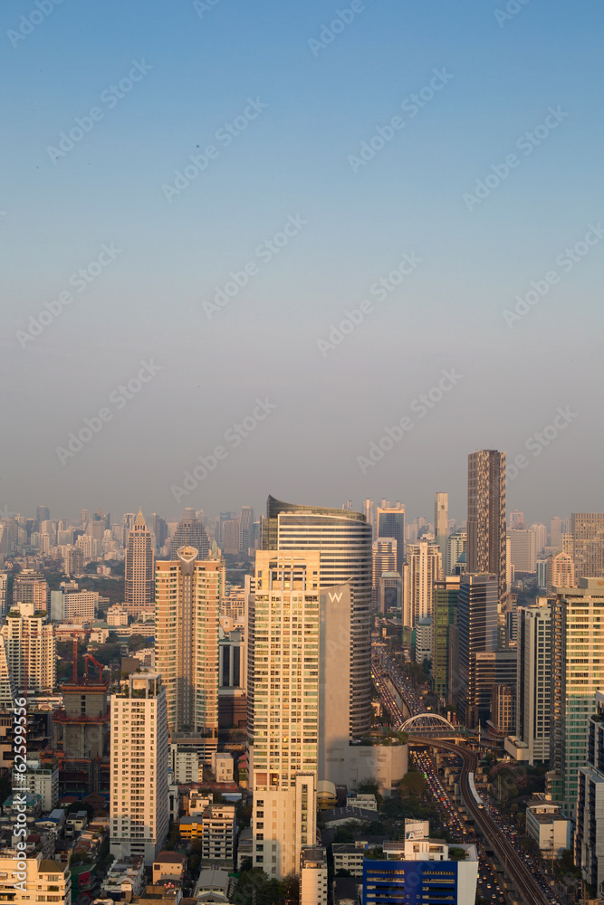 Fototapeta premium Bangkok panoramę widok z góry i niebo