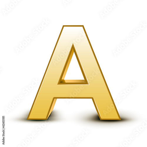 3d golden letter A