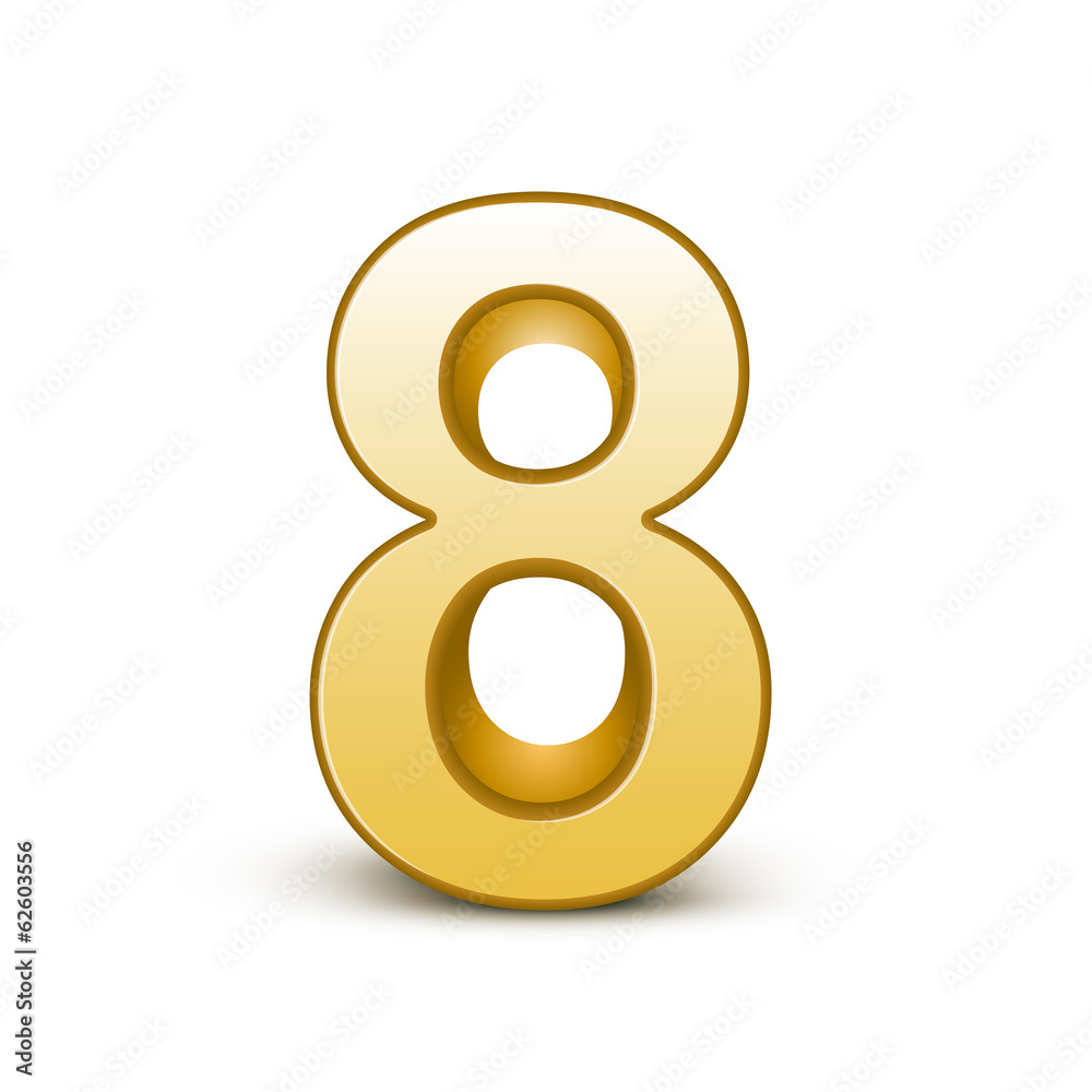 3d shiny golden number 8 3d shiny golden number 8
