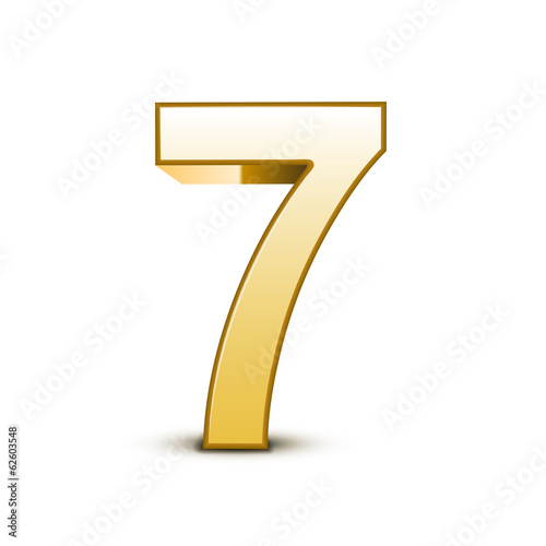 3d shiny golden number 7
