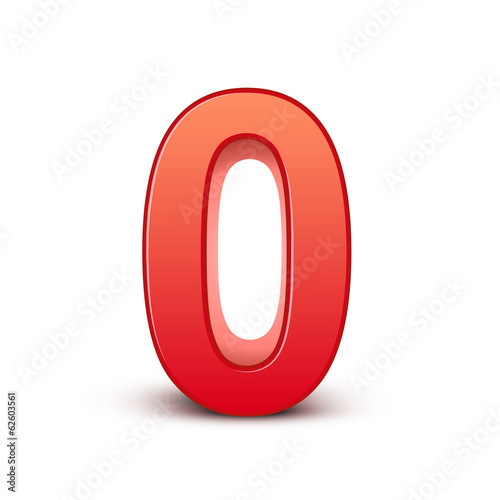 3d shiny red number 0