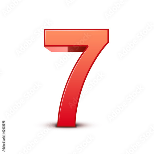 3d shiny red number 7