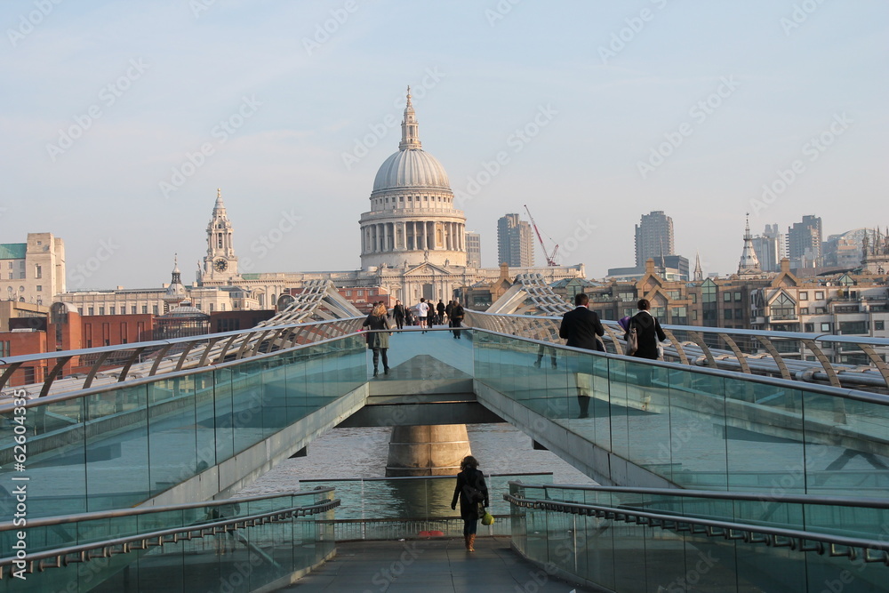 St Pauls Cathedral and Millennium Bridge, London, UK tourist