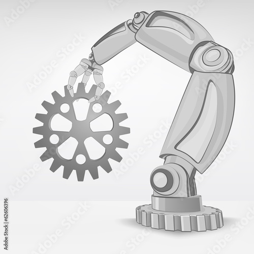 industrial spare part hold by automated robotic hand vector