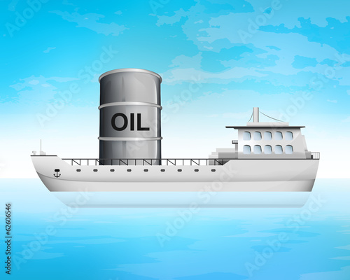 oil barrel on freighter deck transportation vector concept