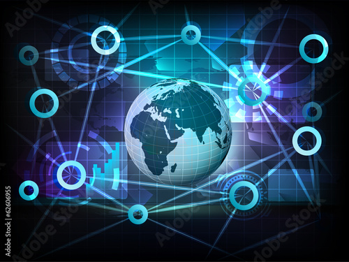 European earth globe in business world transfer network vector photo