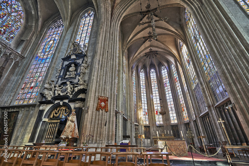  Nave of gothic church Notre Dame du Sablon