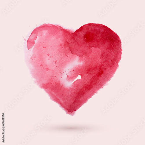 Watercolor heart, vector illustration
