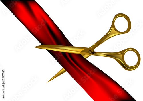 Scissors cut the ribbon