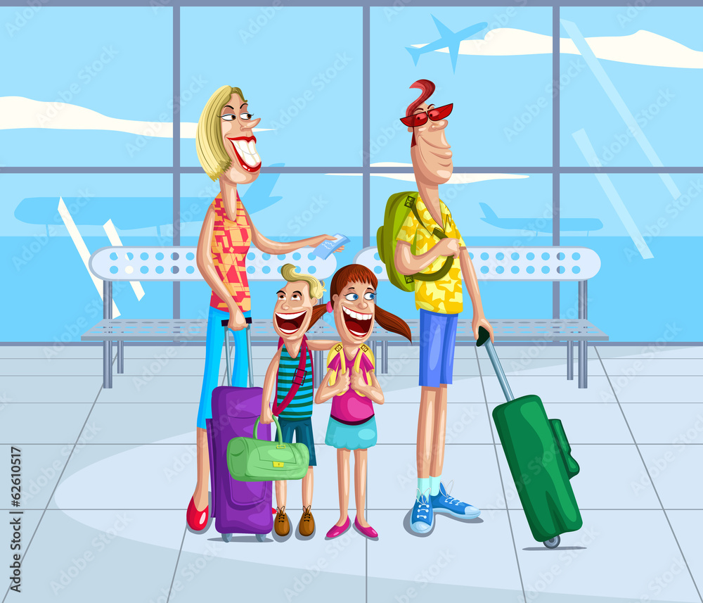 Happy family at airport