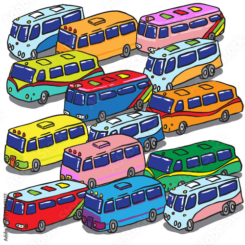 Fototapeta Naklejka Na Ścianę i Meble -  Various Buses. Vector Illustration