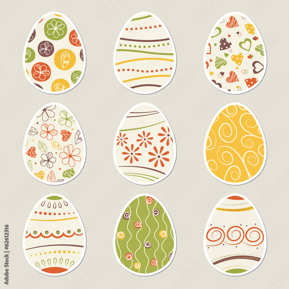 Easter eggs set - obrazy, fototapety, plakaty 