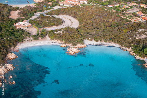 Costa Smeralda, Sardinia: spiaggia del Principe (aerial)