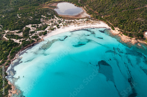 Costa Smeralda  Sardinia  Grande Pevero Beach  aerial 