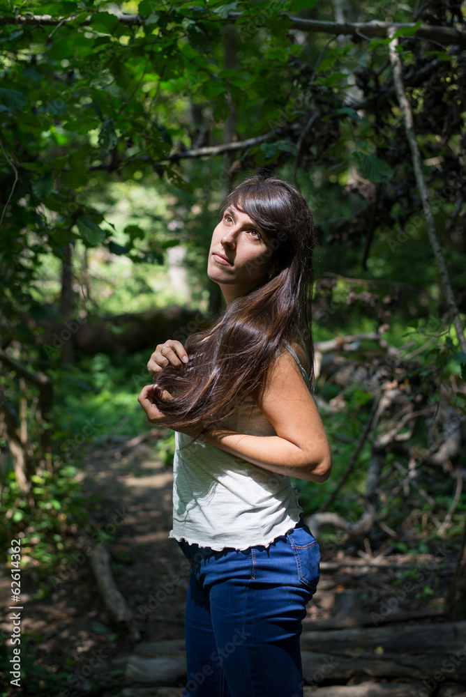Young beautiful girl on a walk in the country Young beautiful girl on a walk in the country