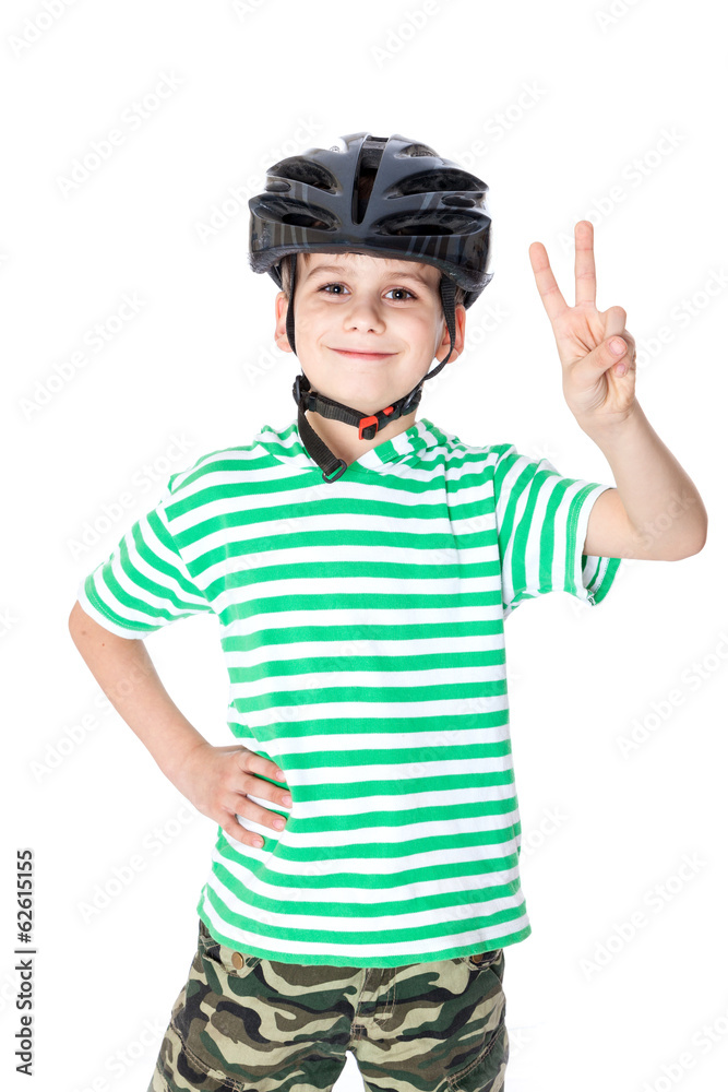 Boy bicyclist with helmet Boy bicyclist with helmet