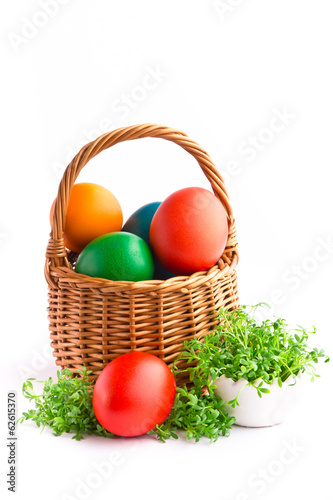 Beautiful decorative easter eggs isolated on white background