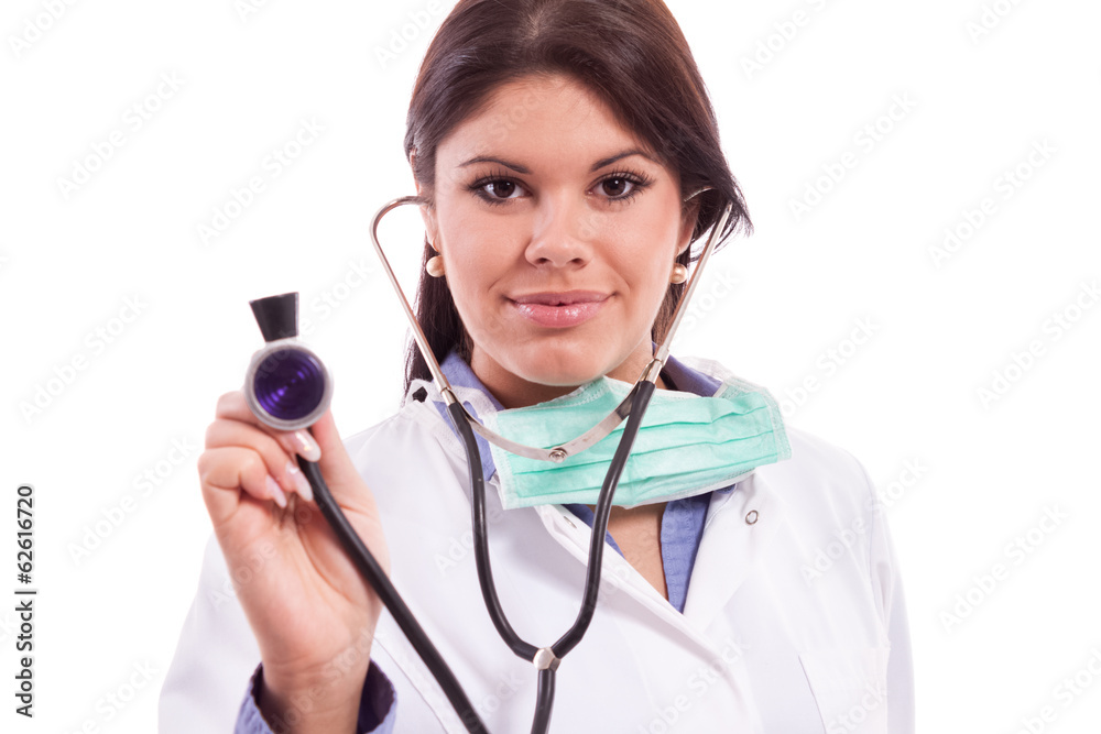 Smiling beautiful doctor stethoscope Smiling beautiful doctor stethoscope