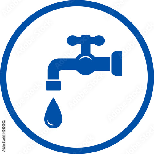 blue icon with faucet and drop