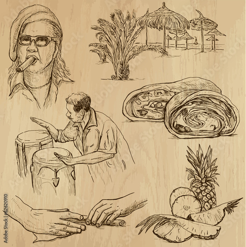 CUBA_1. Set of hand drawn illustrations into vectors