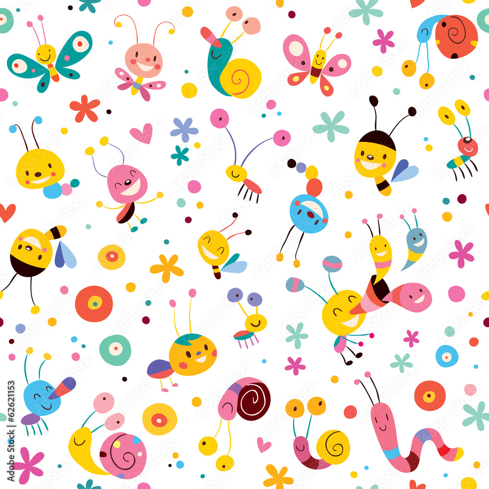 butterflies beetles snails bees flowers pattern butterflies beetles snails bees flowers pattern