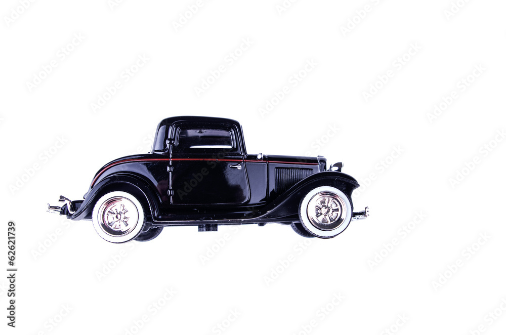 vintage toy cars in white background