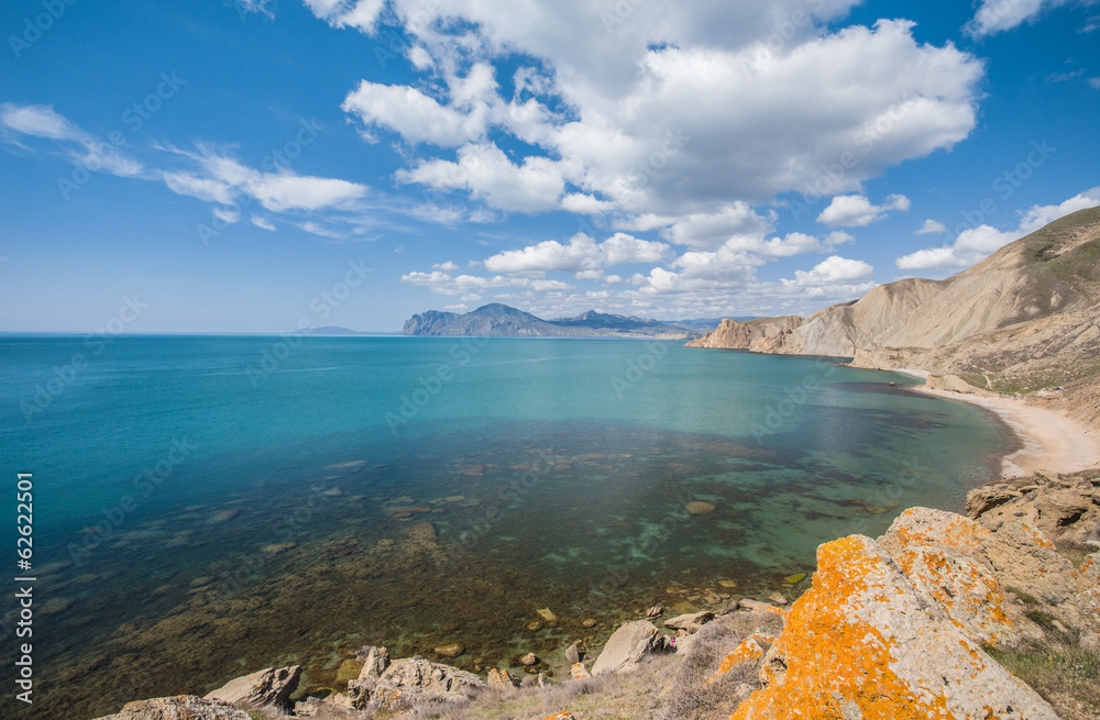 view of the Kara Dag Mountain on the coast of Crimea