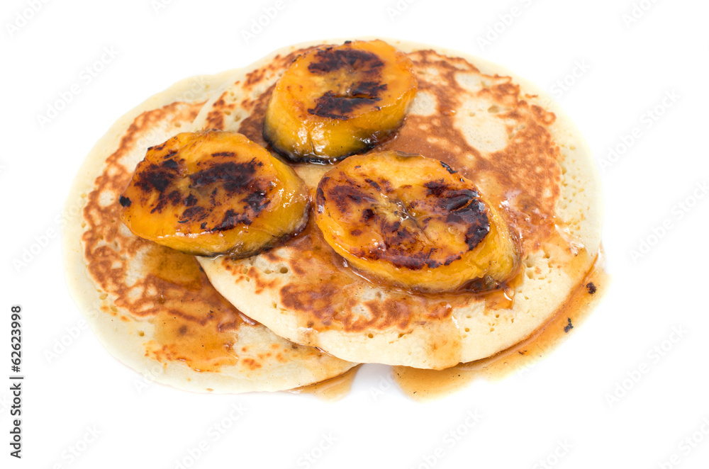 Home made Banana pancakes with syrup