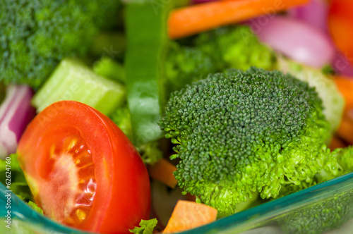 Fresh broccoli salad with lettuce  broccoli and tomato