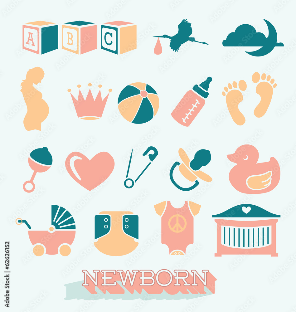 Vector Set: Newborn and Baby Icons and Symbols