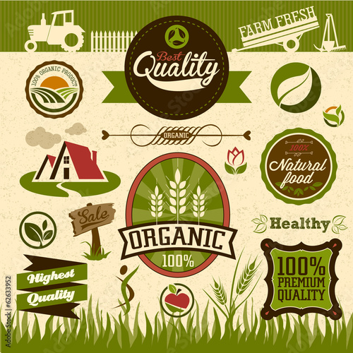 Set of Fresh Organic natural food Labels