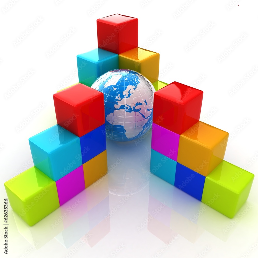Fototapeta premium colorful block diagram. Global concept