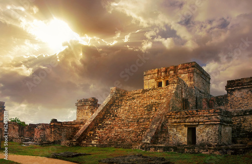 Castillo fortress at sunrise in the ancient Mayan city of Tulum, #62635311