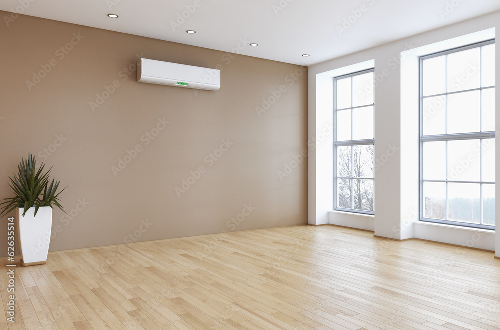 Living room with modern air conditioner - obrazy, fototapety, plakaty 