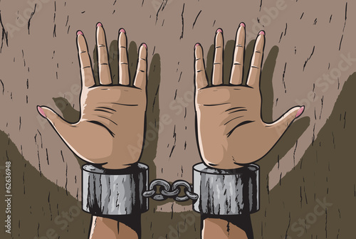 Woman in shackles