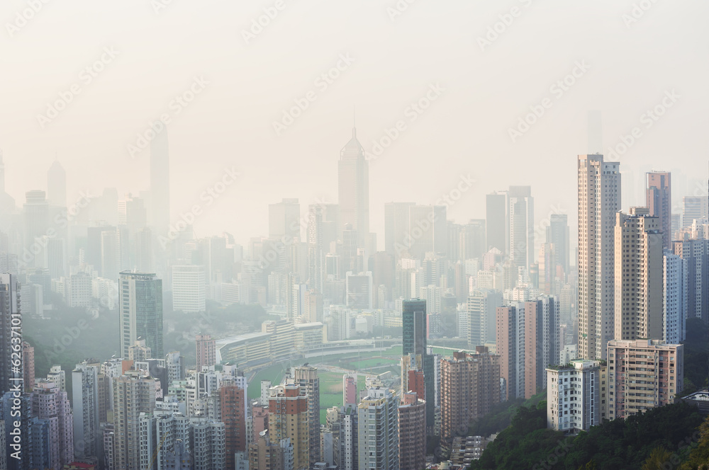 Air pollution hangs over Hong Kong Island