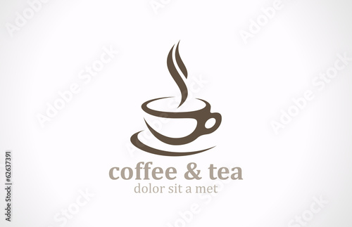Coffee Tea Cup logo vector design. Cafe emblem icon