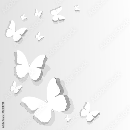 flitting butterflies cut out on paper. Illustration, vector