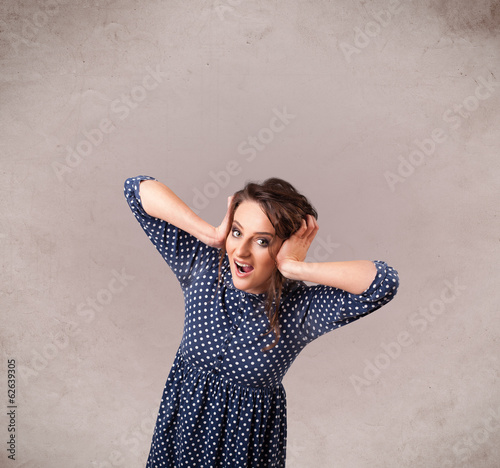 Portrait of a young cute girl with empty copy space