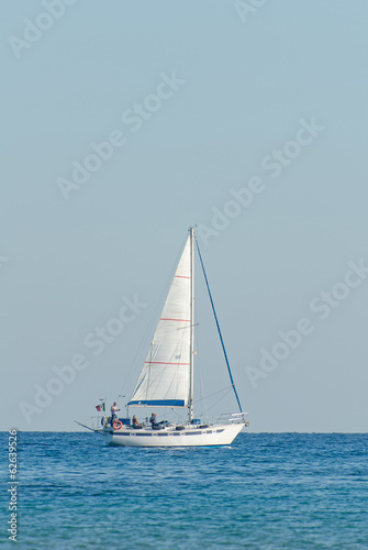 Sailing yacht on the high seas