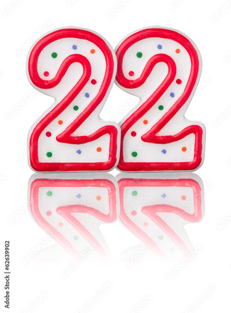 Rote Nummer 22 mit Reflexion Rote Nummer 22 mit Reflexion