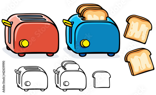 blue and red toasters with black and white variant